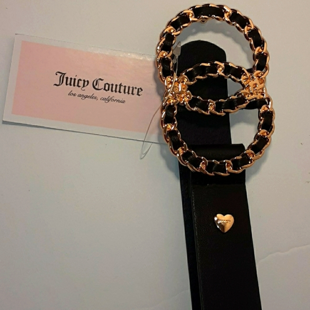 Juicy Coutour Belt Black Braided Goldtone Buckle